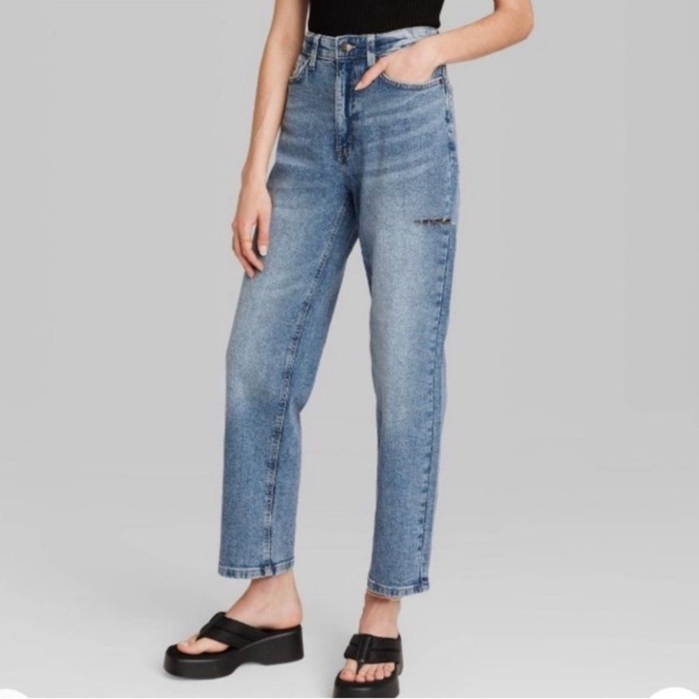 Wild Fable High Rise Straight Leg 90s Jean Ripped Distressed Baggy Boho Size 0